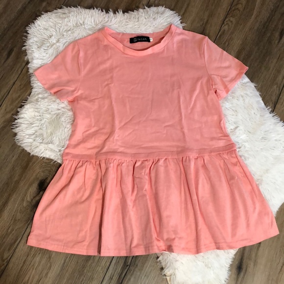 NIB Womens Pleated Peplum Short Sleeve Shirt - Picture 1 of 6